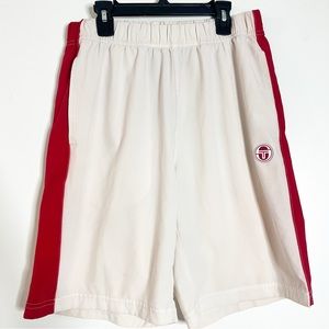 Sergio tahini tennis court red stripe active shorts